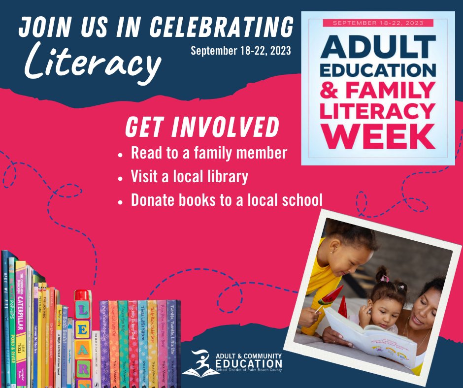 Literacy tidbits will be coming out all week to raise awareness of how literacy affects our community. Share your literacy story at #acepbcliteracyweek #AdultEdu2023 #AdultEdLiteracyWeek #AEFL2023