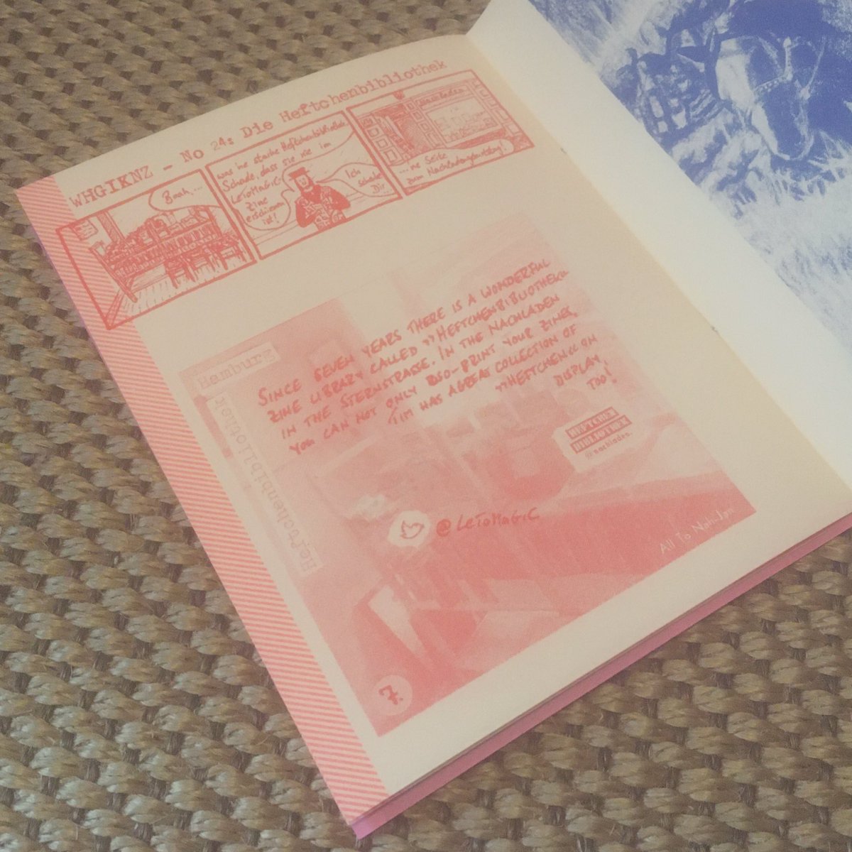 letomagic's tweet image. The wonderful #Nachladen with its ‚Heftchenbibliothek’ #zinelibrary in Hamburg celebrated its seventh birthday with a #zine and a #tape sampler this summer. My present was a unique #LeToMaGiC page that is included in the risographed zine.