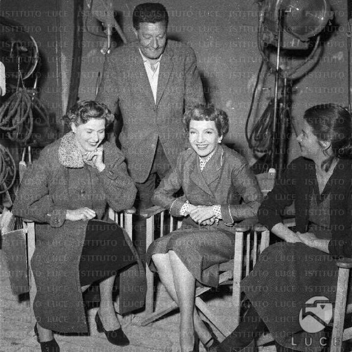 ingrid bergman and claudette colbert on the set of ‘journey to italy’, 1950s