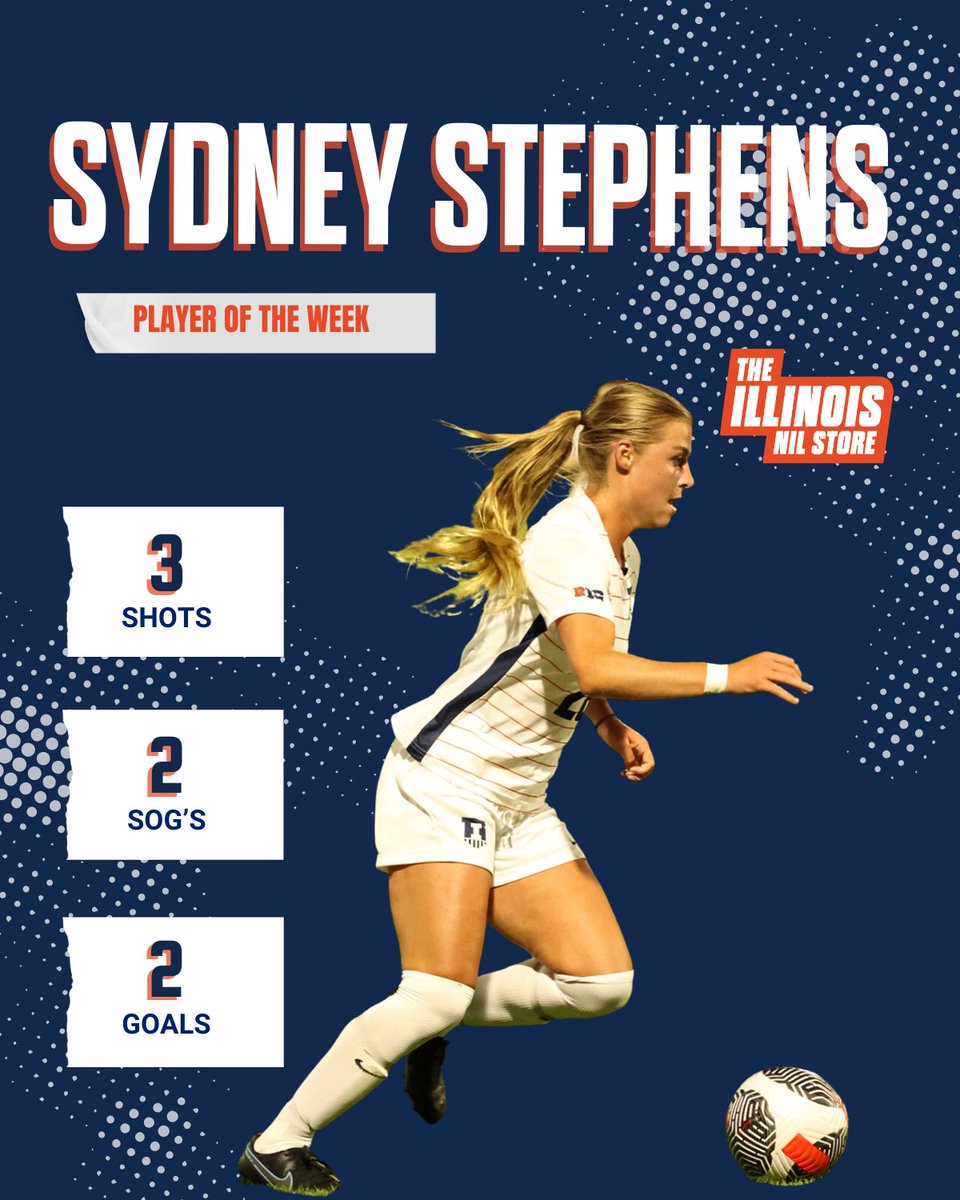Our player of the week is none other than Sydney Stephens! Sydney had an amazing game on Senior Day, scoring 2 goals including the game-winning goal in the 88th minute! Support her below! 🧡💙