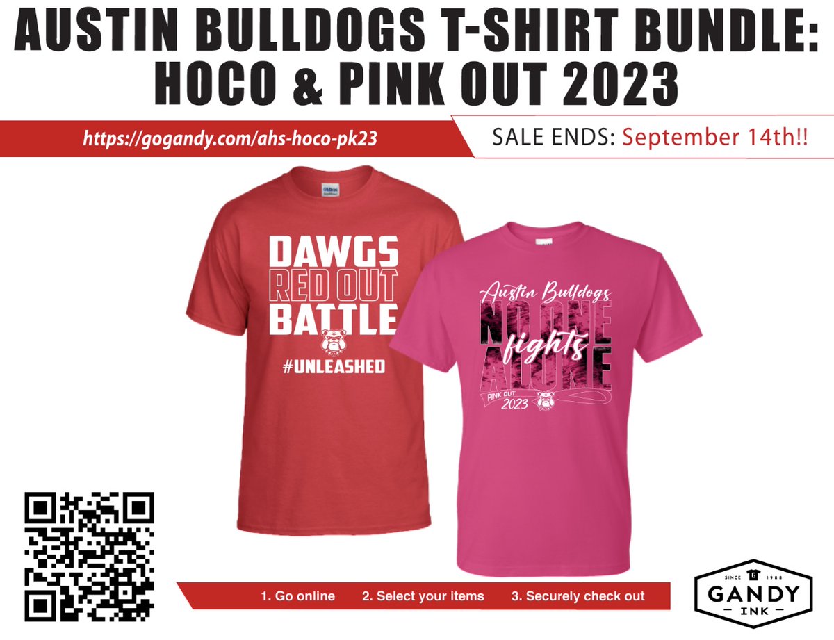 AustinBulldogVB's tweet photo. WE'VE GOT SPIRIT, YES WE DO!!!  WE'VE GOT SPIRIT, HOW ABOUT YOU?!!? Get HOCO and PINK OUT ready with these shirts supporting the @AHSAthleticBC! The sale ends TOMORROW! Let's show how #ALLINFORAUSTIN we are! ❤️🏐🐾 
https://t.co/K2EH8jxaAV https://t.co/MaGCM1YGdU