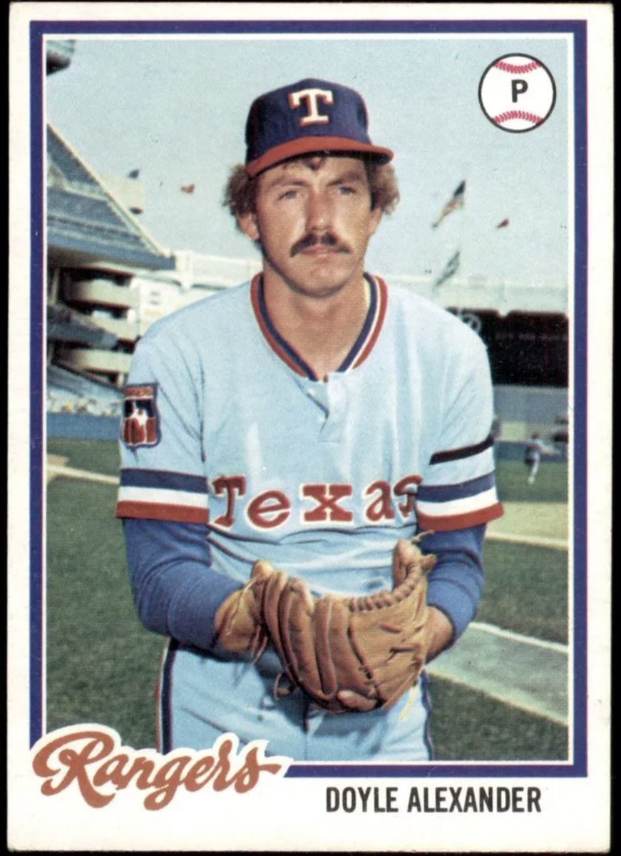 CardboardHistry's tweet photo. For you #StatHeads out there:
In ‘77, Doyle went 17-11 w/ 3.65 ERA (113 ERA+) in 237 IP for #Rangers. A solid yr! But his strikeout-to-walk ratio was an ominous 1.00 (82 BBs &amp; 82 Ks). No pitcher since then has won 17 or more games with a strikeout-to-walk mark of 1.00 or less. https://t.co/yKtuGUU2ZK