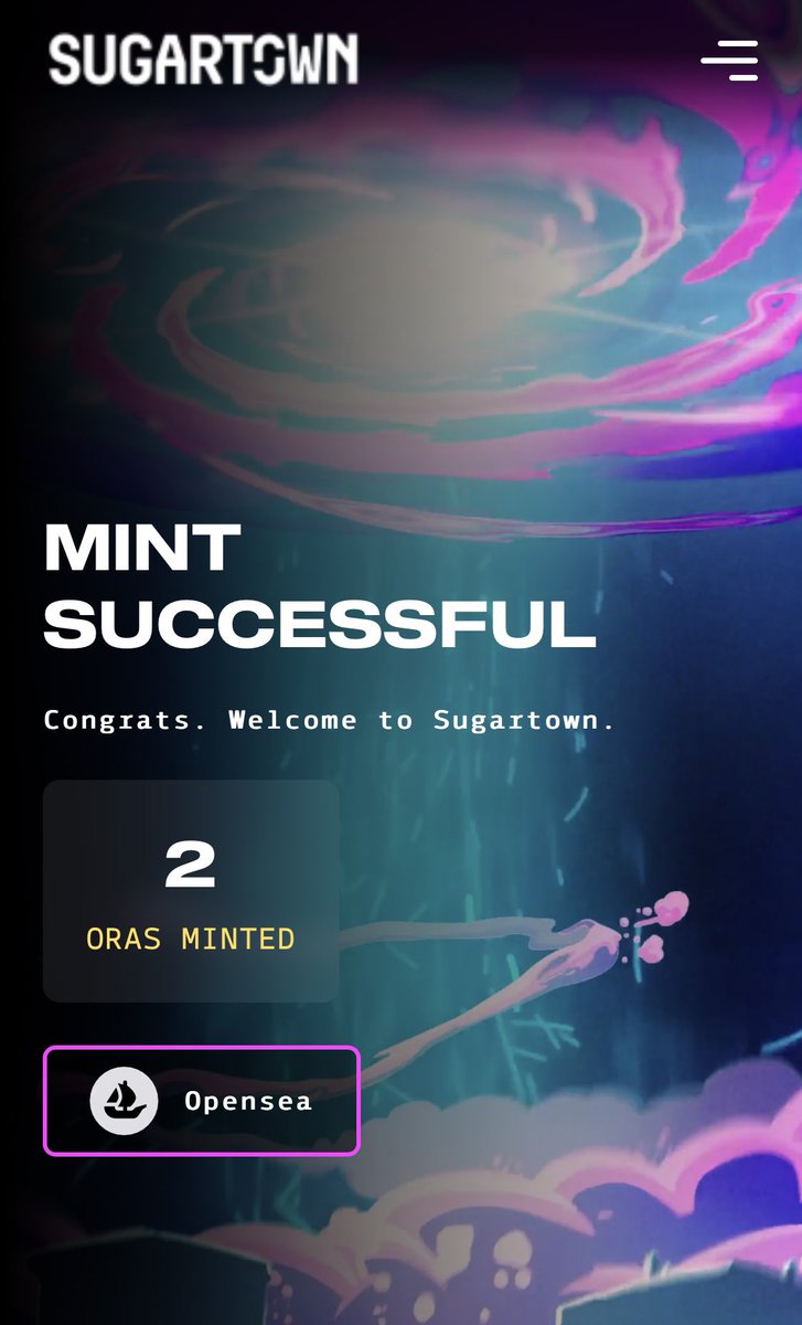 teehee_mon's tweet photo. Let’s gooooo!!!! SUGARTOWN BY ZYNGA IS MINTING!! Super fortunate to be super early to the project and be in the Buildoors committee. Stoked to get my two Oras today, if they make it  to public mint I’m planning on picking up more!! #visitsugartown https://t.co/jArzzcESQj