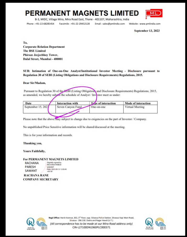 ShridhantS's tweet photo. #pml
#permant
#permanentmagnetltd
#powerofcompunding #nifty20k
Pml investor meeting seven canon fund 15 sep FY 23
Screener add new features no of shareholders, clearity your thinking & investing βοΈβοΈπ€ https://t.co/vQ4SNvTdUg