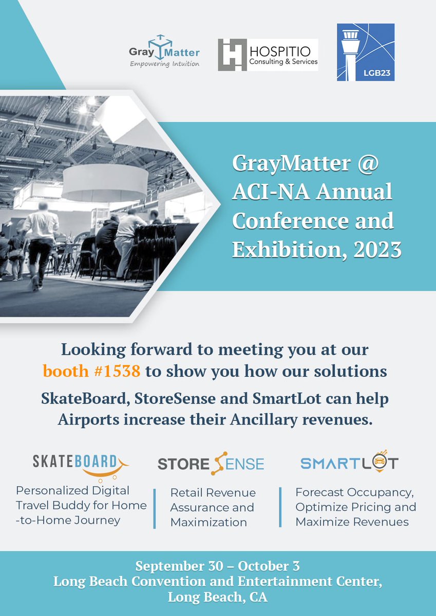 graymatterindia's tweet photo. Join us from 30th Sep'23-3rd Oct'23 at the #ACI_NA Annual Conference &amp; Exhibition in Long Beach. We look forward to welcoming you at our booth #1538 https://t.co/FtgOEfEOnz
@ACIWorld @graymatterindia 
#ACI2023 #ACILongBeach #ACIConference #GrayMatter https://t.co/DAZpuE8mVA