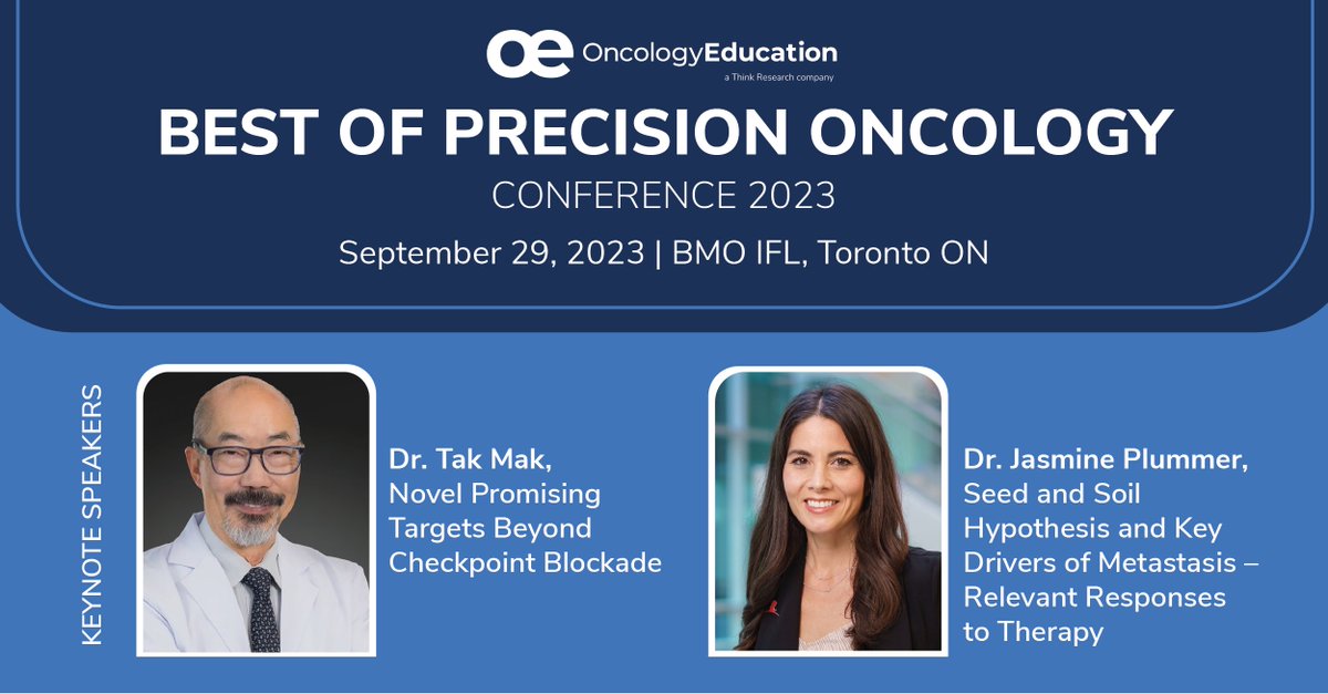 OncEd's tweet image. We&apos;re thrilled to have world-renowned clinicians Dr. Tak Mak and @DrJasPlummer delivering keynote presentations at our upcoming Best of Precision Oncology 2023 Conference.  Register today for this in-person event: oncologyeducation.com/events/bopo202…
#OncEd #PrecisionOnc @navstruck @hmcarthur