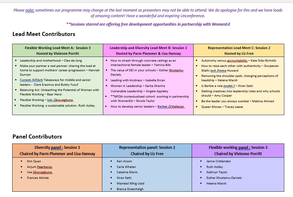 It's here! Our amazing programme for #WomenEd Global Unconference in-person in London on 30th September. 💜💜

Thank to to these inspirational women for sharing their voice and story. Now it's time to #Disrupt
Who do you want to hear?  

Tickets: eventbrite.com/e/womened-disr…