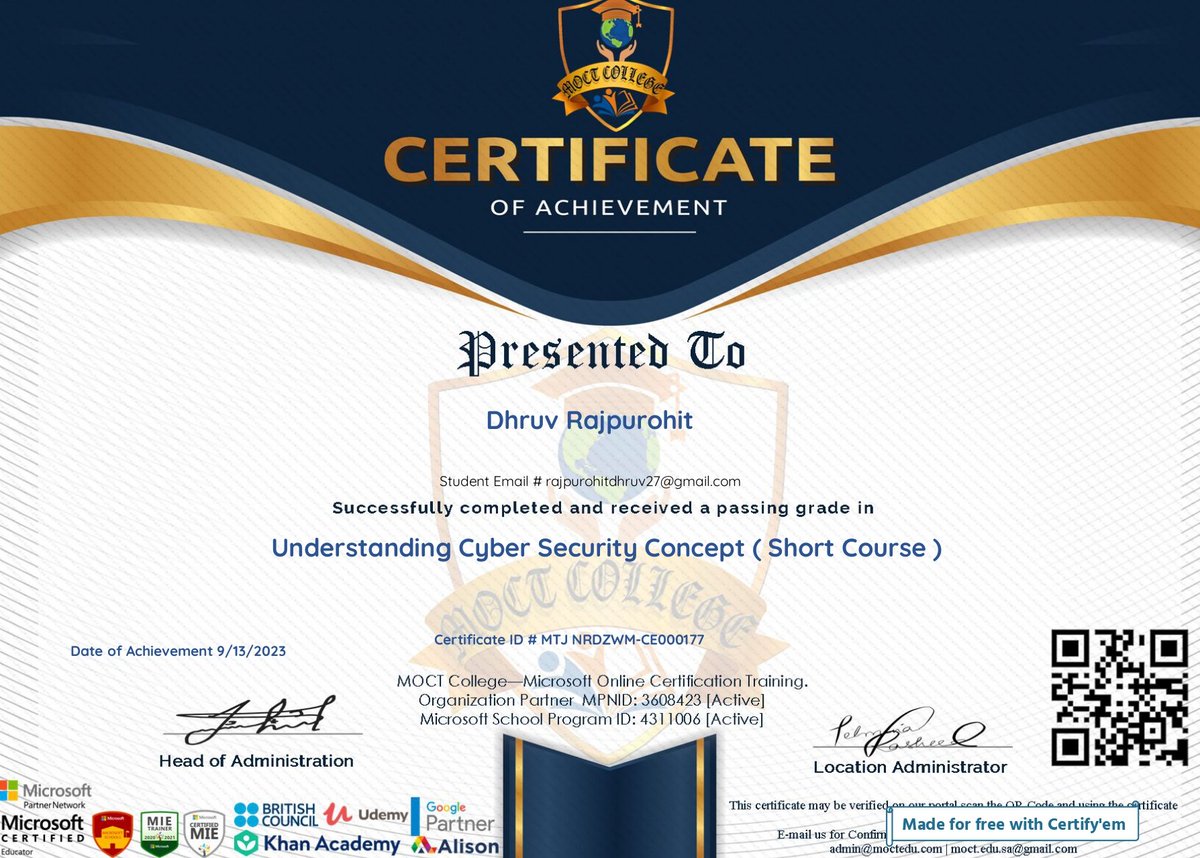 Dhruv_Purohit27's tweet photo. π Just earned my Beginner Level Cybersecurity Certificate from Microsoft's online training! ππ» Ready to take the first step towards a secure digital world.
#CybersecurityCertified #MicrosoftTraining #OnlineLearning #BeginnerLevel ππ https://t.co/wWA0ZRbr4J