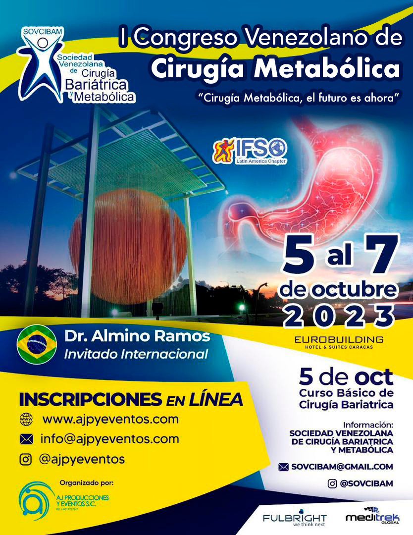 luislevelc's tweet photo. Estimados colegas y amigos! @sovcibam les invita a participar en nuestro I Congreso Venezolano de Cirugía Metabólica. “Cirugía metabólica, el futuro es ahora”. Tendremos como invitado especial al @dr.almino_ramos @gastroobesocenter https://t.co/GlHNbunJJV