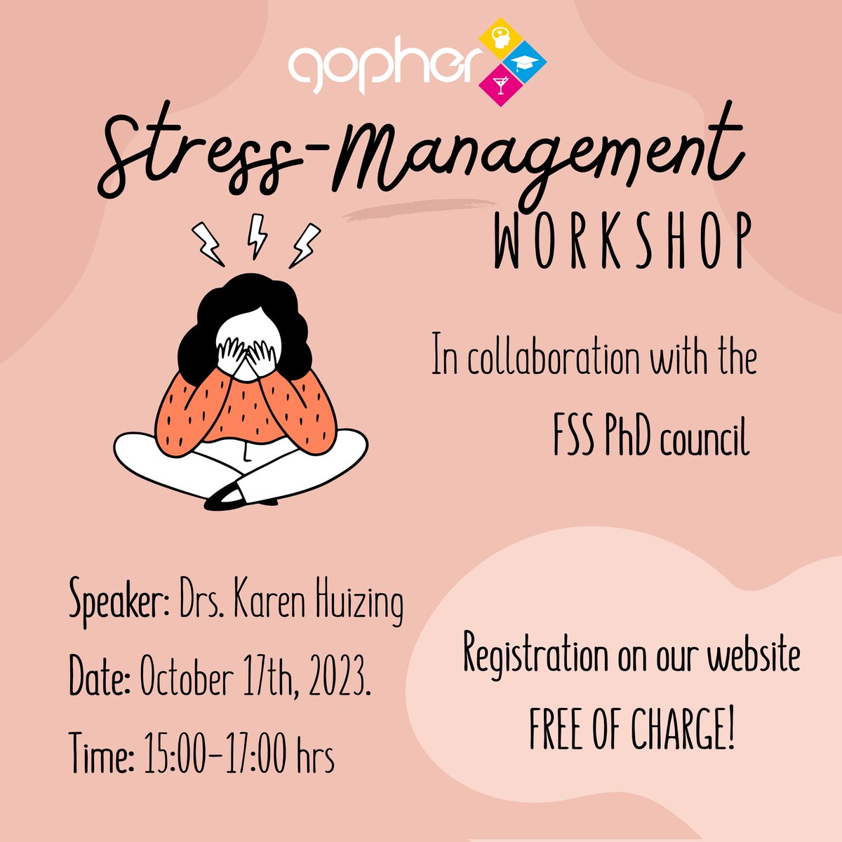 Sign up for free on our website! 🤩

#GopherGroningen #stress #stressmanagement #phdlife