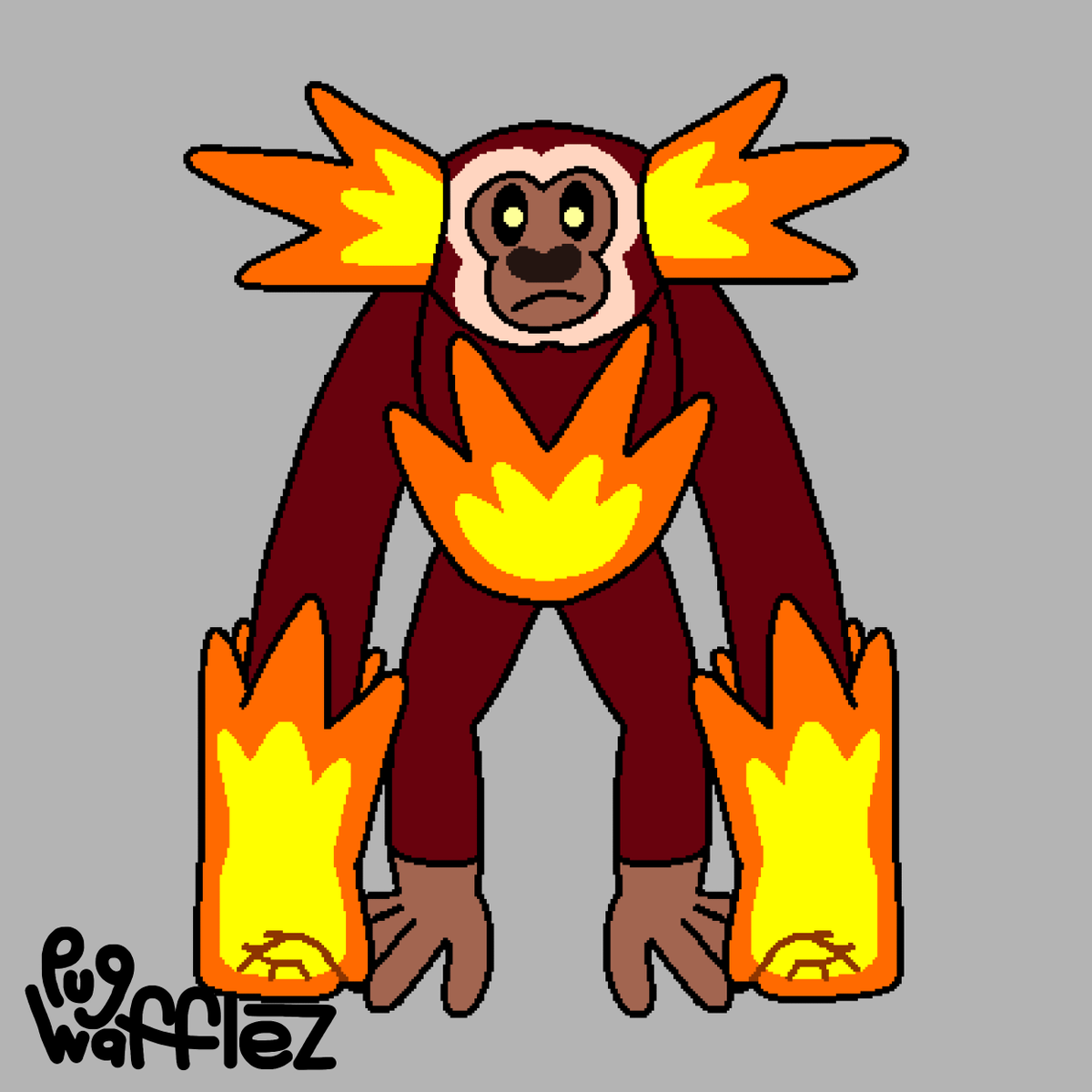 PugWafflez2's tweet photo. Scorchimp has evolved!

Gibburn (Fire/Fighting)

[ #pokemon #fakemon #PokemonScarletViolet📷 #creaturedesign  ] https://t.co/FLuJOEf3S9