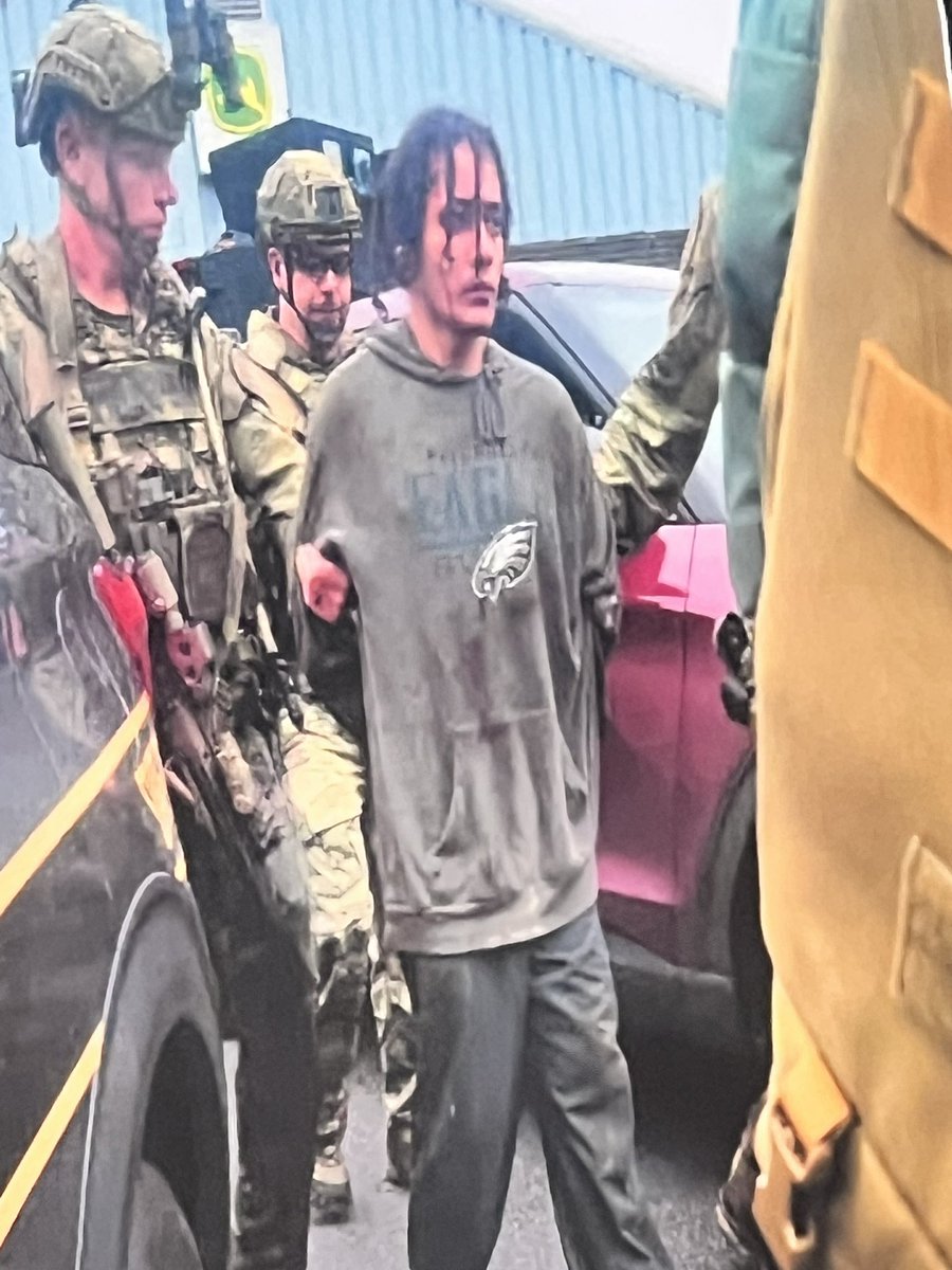 Escaped Killer Danelo Cavalcante pictured here just moments after his apprehension.