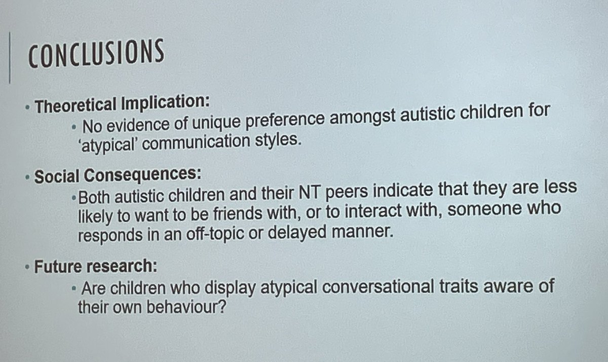 KimBuck80's tweet image. Really interesting talk on day 2 by Lauren McGuiness at #CogDev2023 about Social Desirability judgements based on Adults, Neurotypical children and Autistic children @BPSCognitive @BPSDevSection @LSMcGuinness