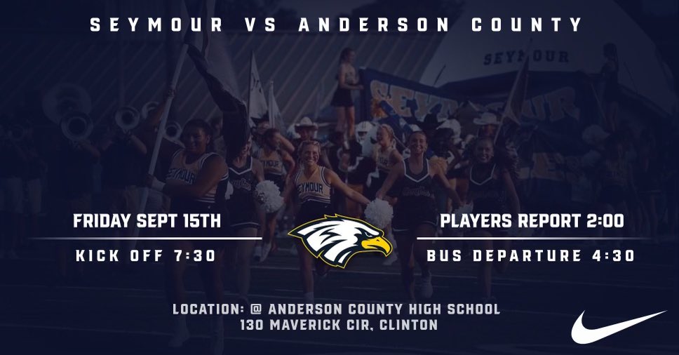 Friday @ Anderson County 
#TakeFlight23
#SeymourEagles