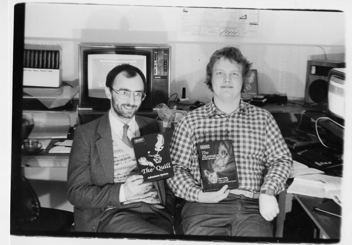 timbucus's tweet photo. Researching the next episode of Gilsoft at 40; I think today was the day that the first commercial advert appeared for The Quill in Home Computing Weekly. Luckily I had finally gone to see Graeme a week or so ago, so we took the opportunity to recreate a photo... https://t.co/Ys3VNbgpzP
