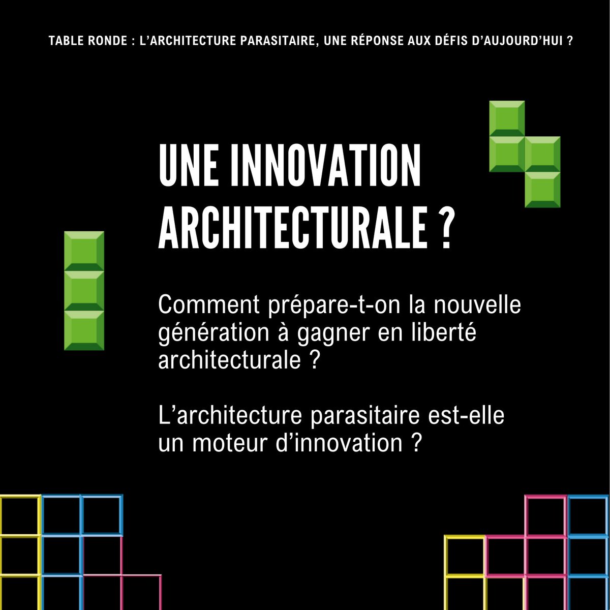 [#RevTechConf J-30] Table ronde : L’architecture parasitaire, une réponse aux défis d'aujourd'hui ? 🏗️🌿 
 
Clément Crozet, Myriame Ali-oualla, Vincent Ducatez et Julien Berthier questionneront le sujet dans la table ronde matinale ⤵

Inscriptions 👉 shorturl.at/bruAH