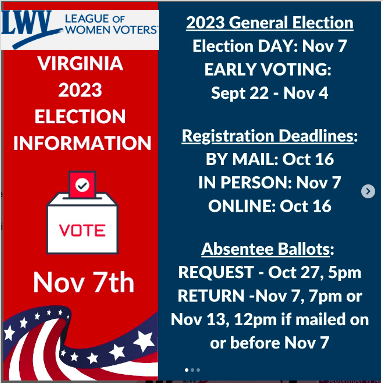 Virginia Votes! Print this. Hang it on your fridge. Send it to your 17-year-old kids. Send it to your 17-year-old grandkids. If they turn 18 before November 7, they can register now/vote in November. #GenZ @LWV @LWVVA @LWV_RMA @LWVMontCoVA @LeagueRoanoke Thank you! @LWVFairfax