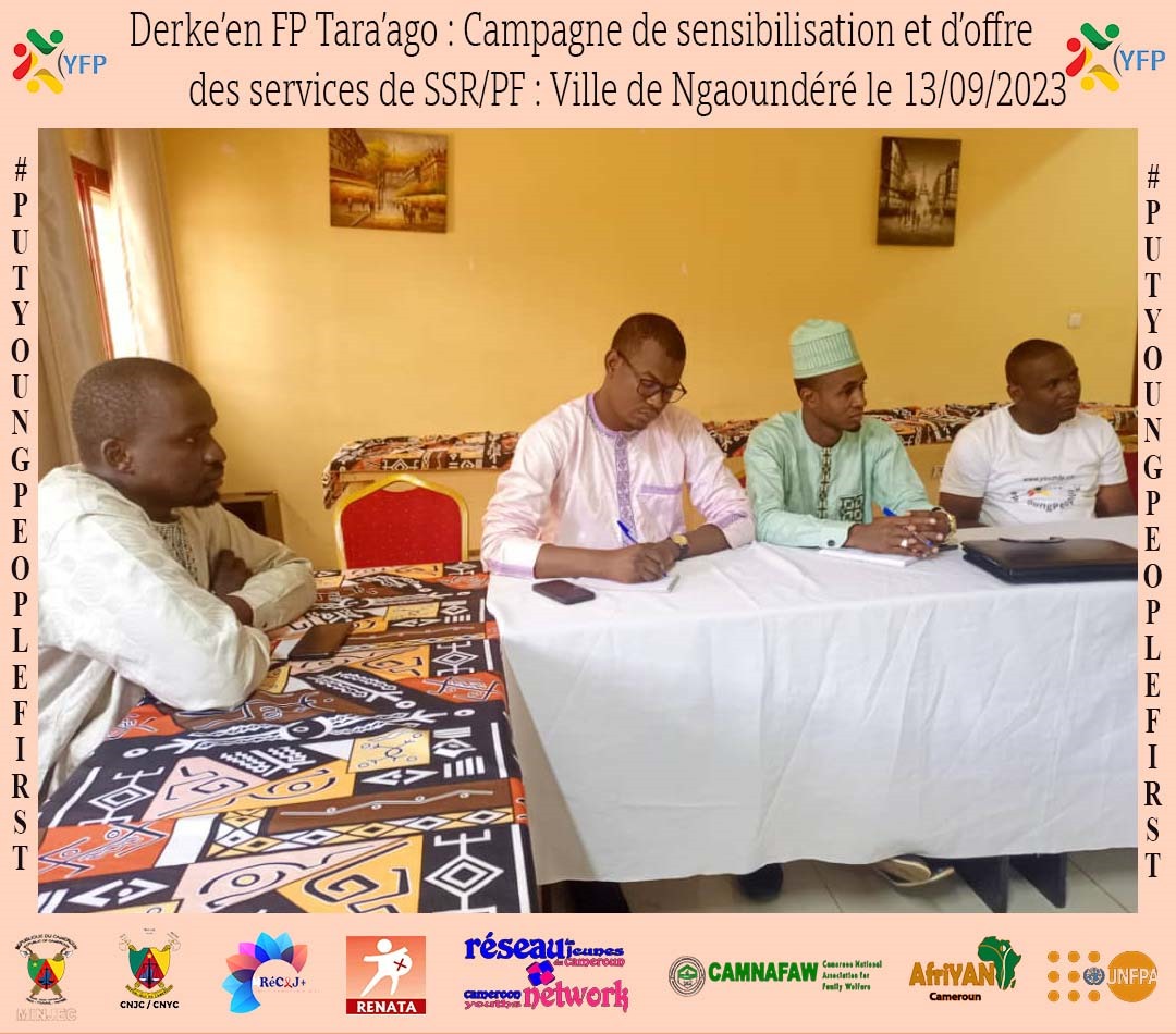 Y3zeros's tweet photo. L'équipe de campagne "Derke'en FP Tara'ago"dépose ses valises ds la ville de #Ngaoundere.Elle a été accueillie à son arrivée par un élu local &amp;les Présidents Régional &amp; Départemental du #CNJC de l'Adamaoua. Au programme,des échanges qui ont porté sur les objectifs de la campagne. https://t.co/ajTtJHDszO