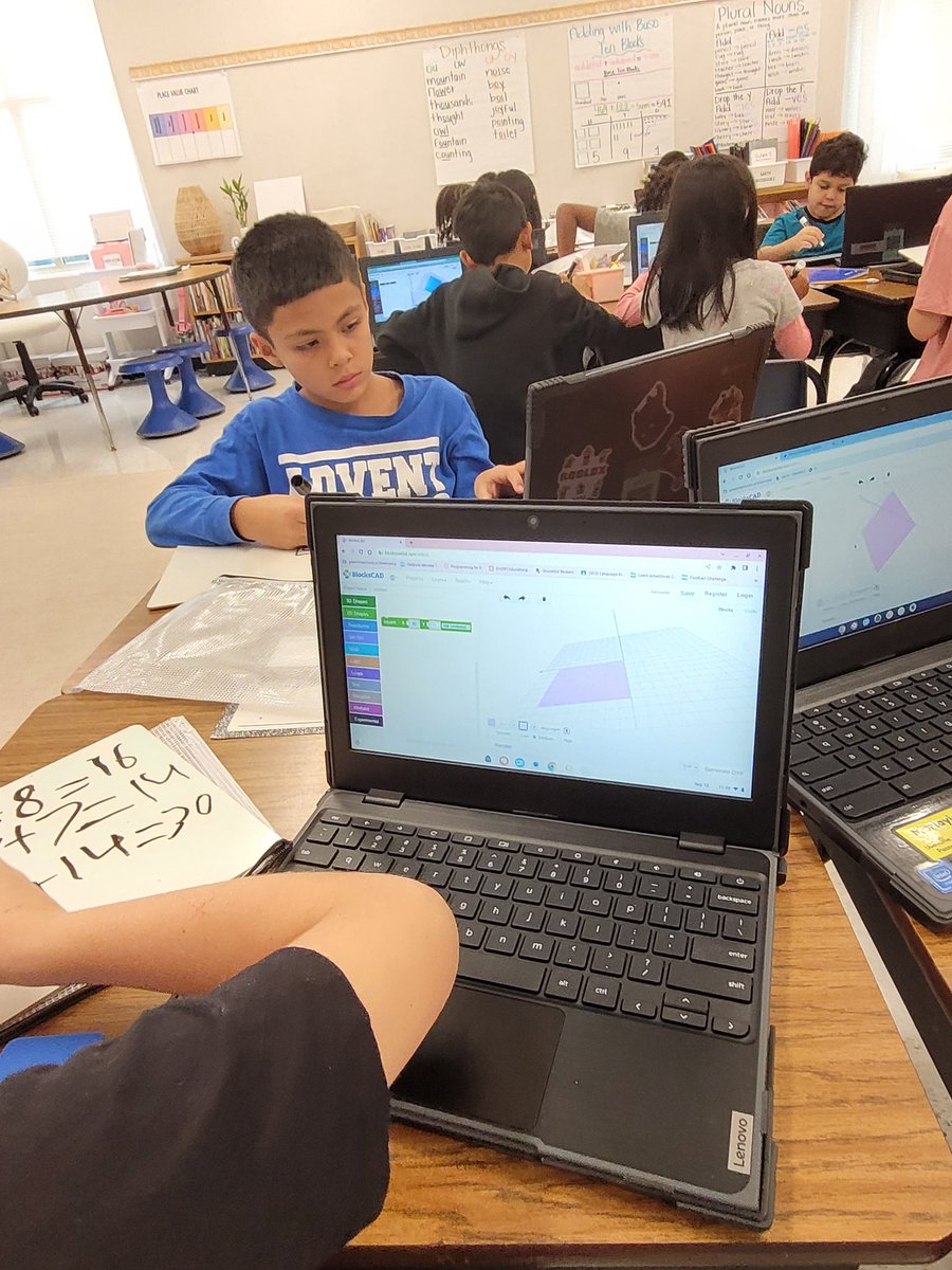 TwistedinTech's tweet photo. Recent happenings @BereaElementary and @GroveElementary: We're using  @BlocksCAD to create shapes and find perimeter! #mathandcoding https://t.co/MKdPxvERO8