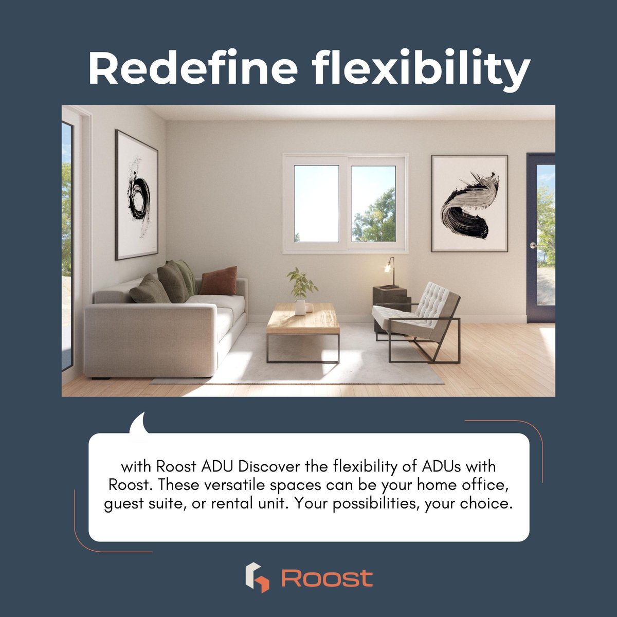 roostadu's tweet image. Discover the flexibility of ADUs with Roost. 
These versatile spaces can be your home office, guest suite, or rental unit. 
Your possibilities, your choice. 🏡✨
.
To explore more, visit our website: roostadu.com
.
#roostadu #adu #versatilespaces #homeoffice
