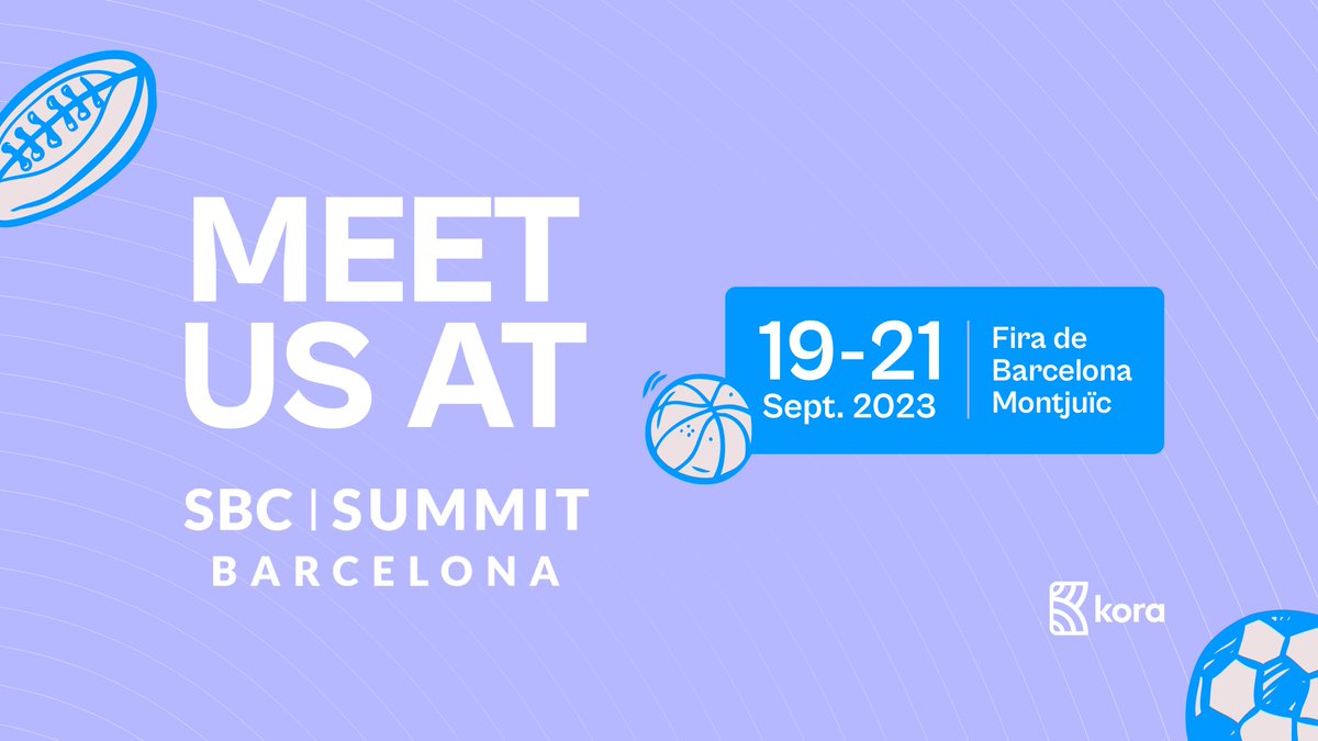 We'll be at the SBC Summit in Barcelona from the 19th to the 21st of September, 2023. To speak with us at the summit, click this link to book a session: calendly.com/meet-adebukola. #kora #sbcsummitbarcelona