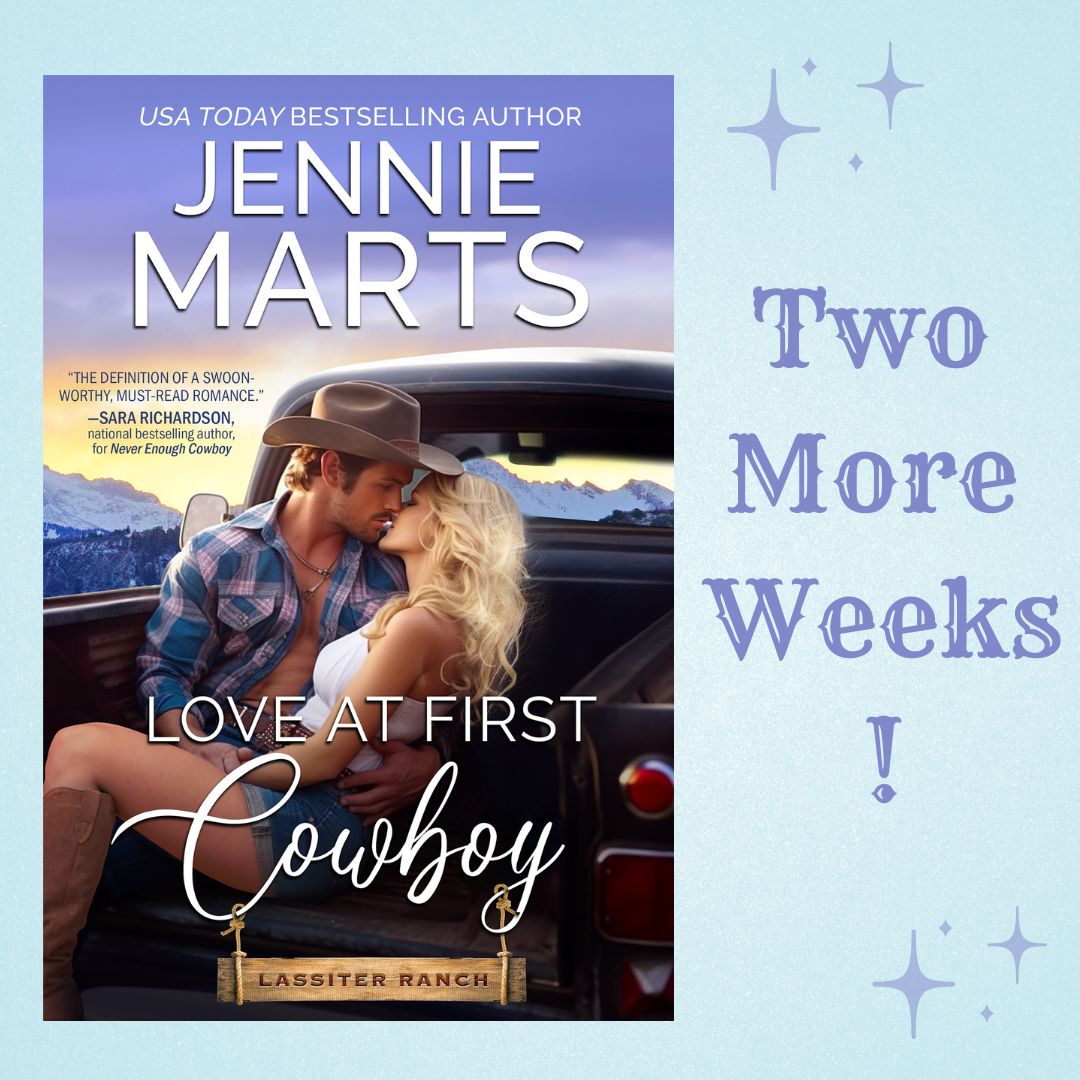 2 more weeks & LOVE AT FIRST COWBOY will be live!! Soo excited! Preorder now to wake up to a hot cowboy on Sept 27! amzn.to/3YBmgmJ #jenniemartsbooks #LoveAtFirstCowboy #LassiterRanchseries #NewRelease #preorder #NewSeriesAlert #mustlovedogs #mustlovecowboys