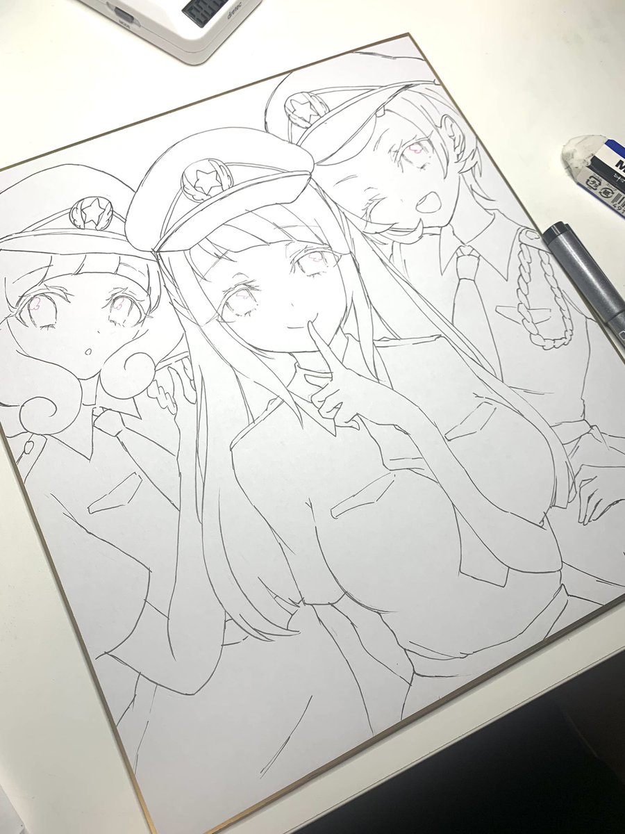 「よくばりポリスセットできた! レイフレの色紙百景に出しときます」|佐藤みこる💡⠜のイラスト