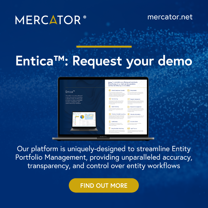 MercatorbyCitco's tweet photo. Request your demo for our propriety platform, Entica™, today.
Entica™ provides real-time data across 180+ juridictions to help in-house #legal teams and #GeneralCounsels gain more clarity, and therefore consistency, across their #globalportfolio of entities. Find out more: