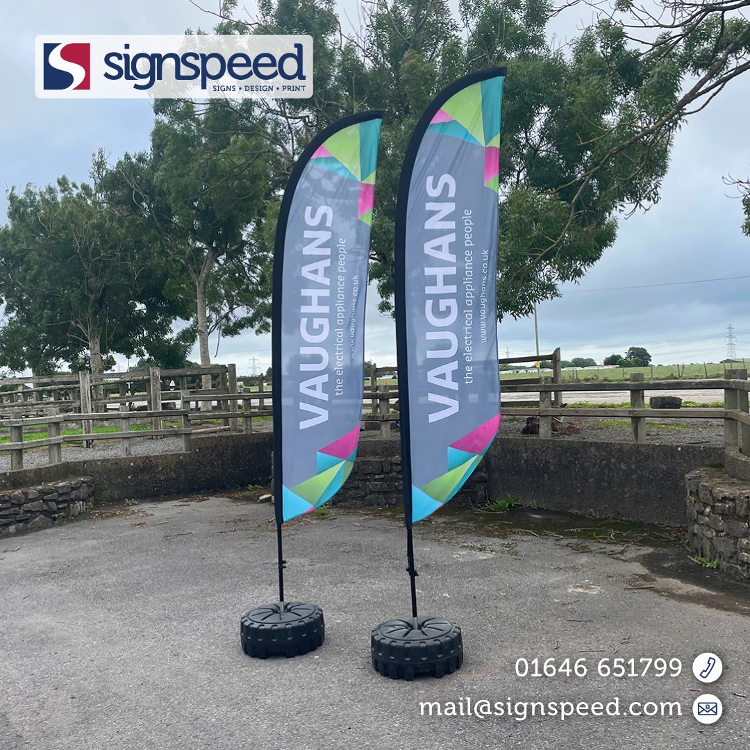 Flags... A brilliant way to advertise outside your premises 🚩 Available in a variety of shapes and sizes, get in touch for a quote on ☎️ 01646 651799 or 📧 mail@signspeed.com #flagprinting #flag #flags #flagspembrokeshire #pembrokeshireflags #serioussignsolutions #signspeed