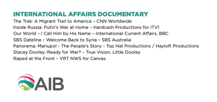 Thrilled that ‘Mariupol – The People’s Story’ has been shortlisted for an AIB in the International Affairs Documentary category!
