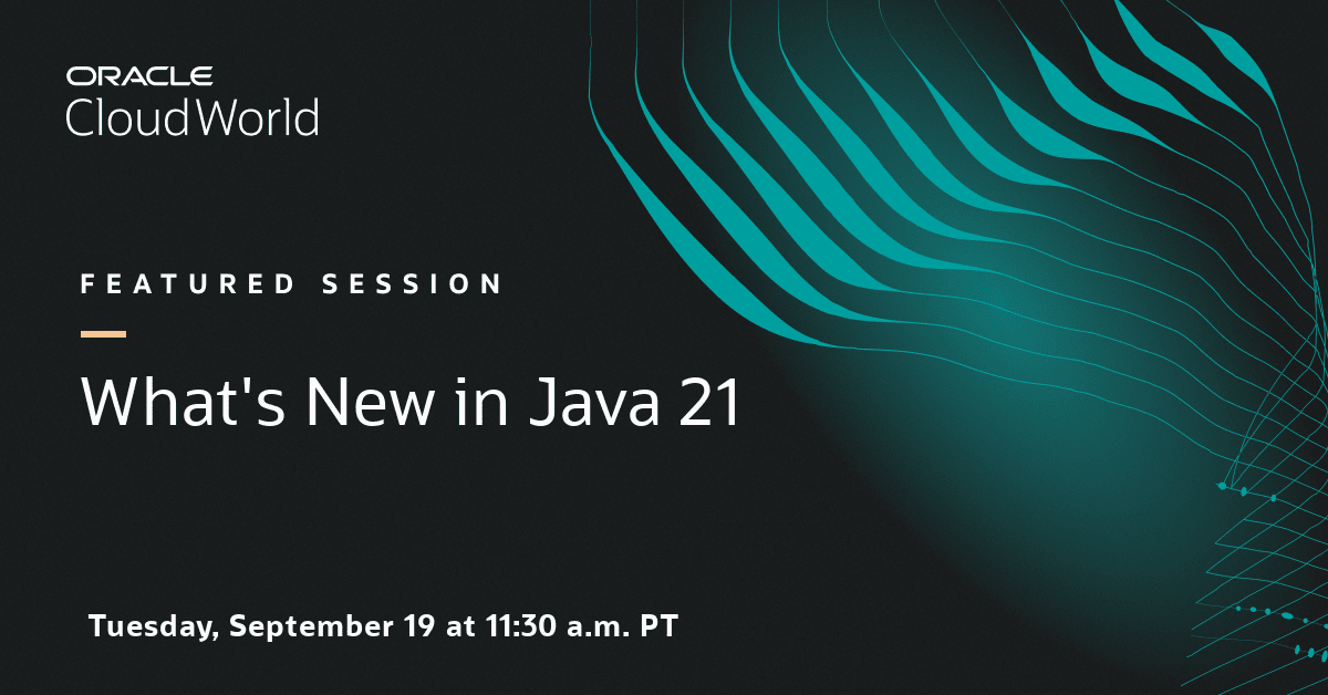 java's tweet photo. Learn all about the value #Java21 offers #developers for modern application development in our upcoming #CloudWorld session. https://t.co/o4wAuydomm https://t.co/l8H05y4hYo