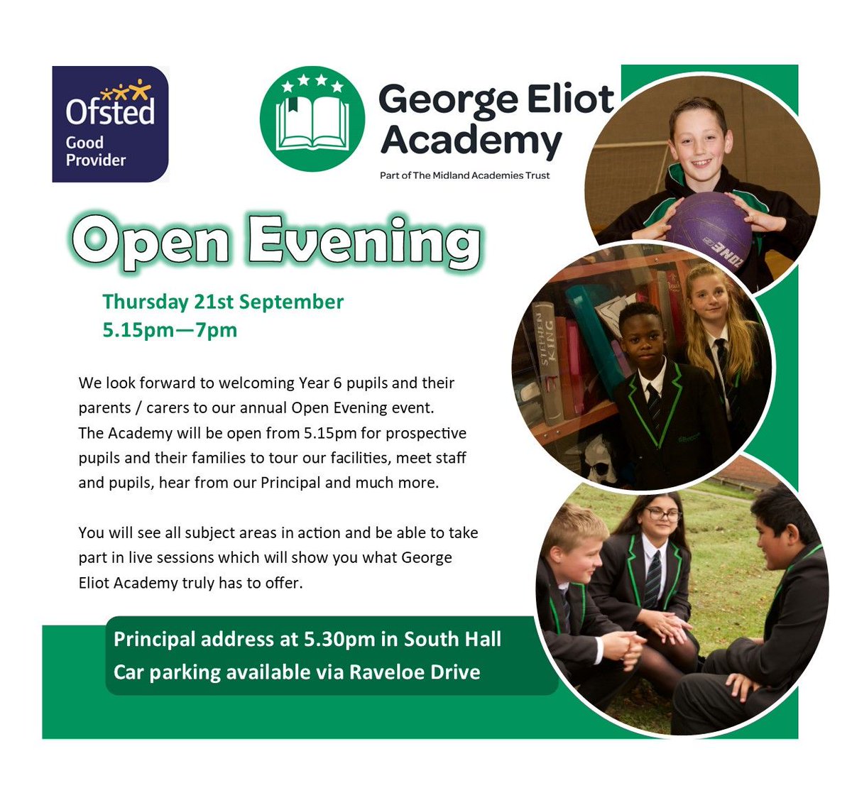 Our Open Evening is only a little over a week away. We can't wait to open our doors and show you what life is like at GEA!