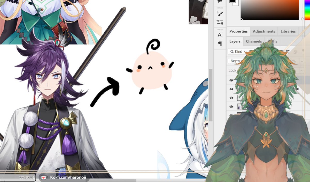 elvenheron's tweet image. Hey, I'm #LIVE 🎐🍃

City Pop Art Stream lets' go!! &amp;lt;(˶ᵔᵕᵔ˶)&amp;gt;

I'll be 
- Drawing some familiar VTubers as nuggets and trying to guess what they're lore is based on their design

-Workin on new Emotes

-Workin on comms

#VTuber