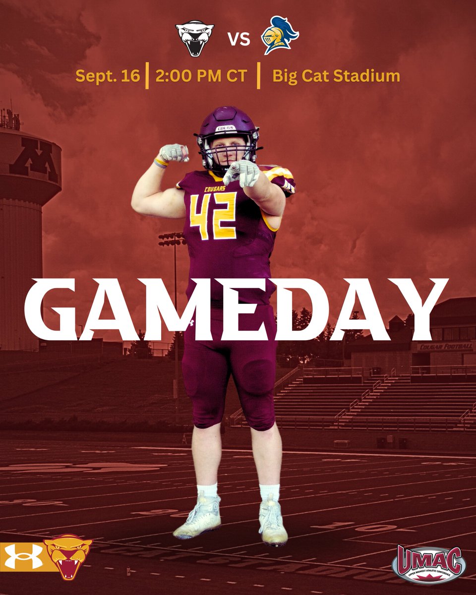 🏈 ＧＡＭＥＤＡＹ 🏈

🆚 Carleton College
⏰ 2:00 pm
📍 Morris, MN
🏟 Big Cat Stadium
📺 morriscougars.com/watch/?Live=44…

#TEAM #RollCougs🐾