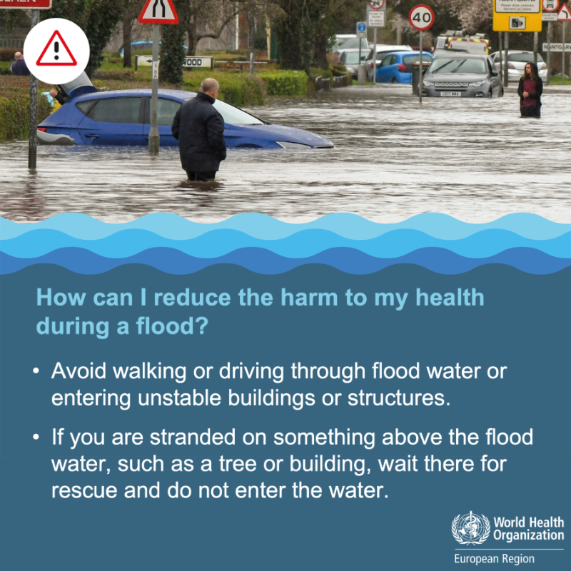 WHO_Europe's tweet photo. #Floods can happen anytime, anywhere 🌊

🔵 What to do during and after floods?
🔵 How can I reduce the harm to my health during a flood?

Check out this public health advice to protect your health and keep safe! 👇
