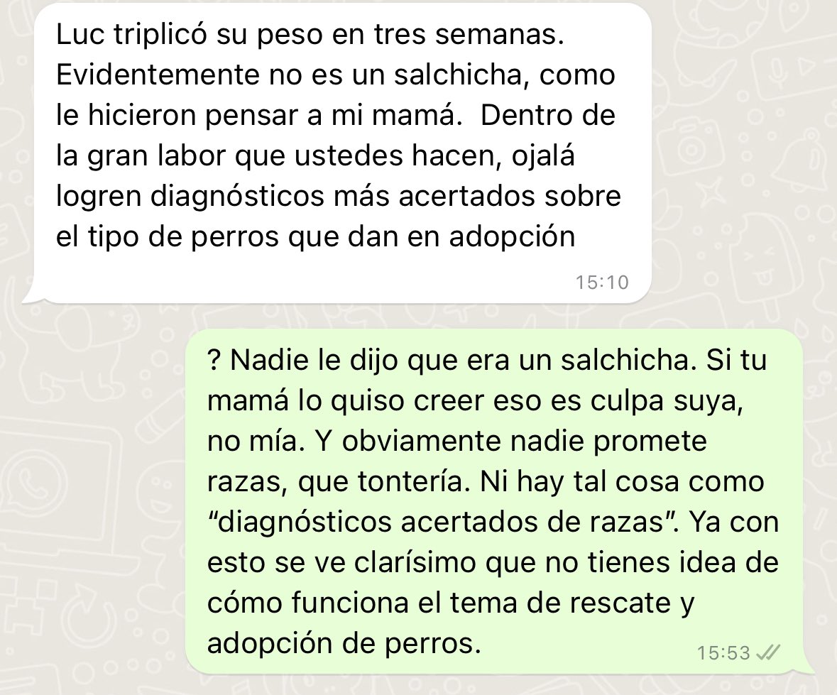 Vengo a desahogarme porque de verdad que lidiar con la gente ojete que adopta es la peor parte de todo esto

Les traigo que las rescatistas deberíamos hacer “diagnósticos acertados de razas” antes de dar en adopción cachorrxs