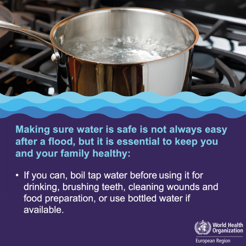 WHO_Europe's tweet photo. #Floods can happen anytime, anywhere 🌊

🔵 What to do during and after floods?
🔵 How can I reduce the harm to my health during a flood?

Check out this public health advice to protect your health and keep safe! 👇