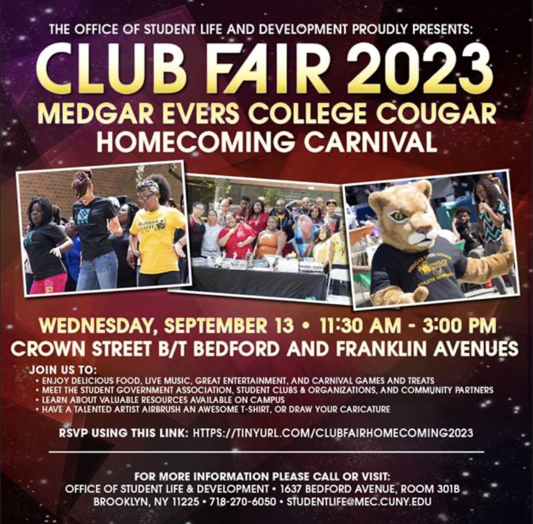 Today is the day cougars 🥳🥳🥳 Due to inclement weather the Club Fair will be  held inside the AB1 building, but it’ll still be a day to remember ✨
