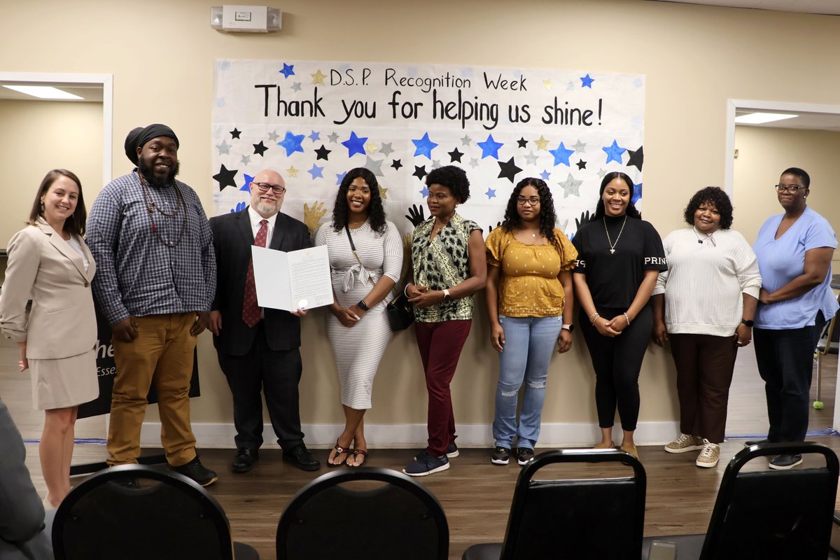 NJDHS's tweet photo. In recognition of #DirectSupportProfessionalWeek, Deputy Comm @KayleeMcGuire_ and Asst Comm Seifried joined @ArcofEssexNJ for a celebration of some amazing Direct Support Professionals (DSPs) and all of the hard work they do to improve the lives of ppl with I/DD. https://t.co/0WUEWRWtb3