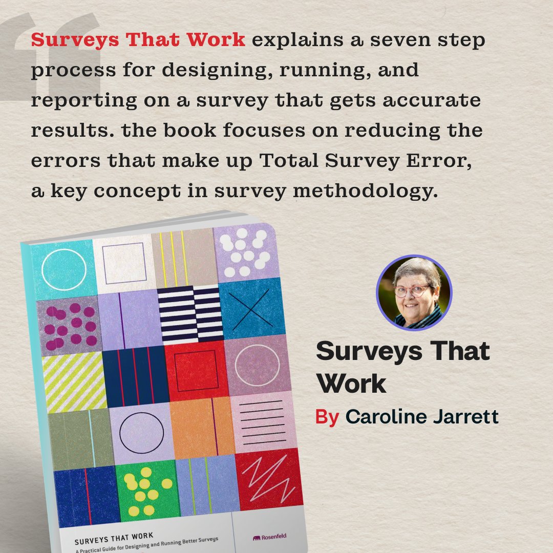 📙'Surveys That Work' explains a seven–step process for designing, running, and reporting on a survey that gets accurate results . . .

🛒  amazon.com/Surveys-That-W…

#surveys #surveydesign #learnux #userresearch #uxdesign #ux #uxdesign #uxresearch #uxsurveys #uiux #uxtips #uxbook