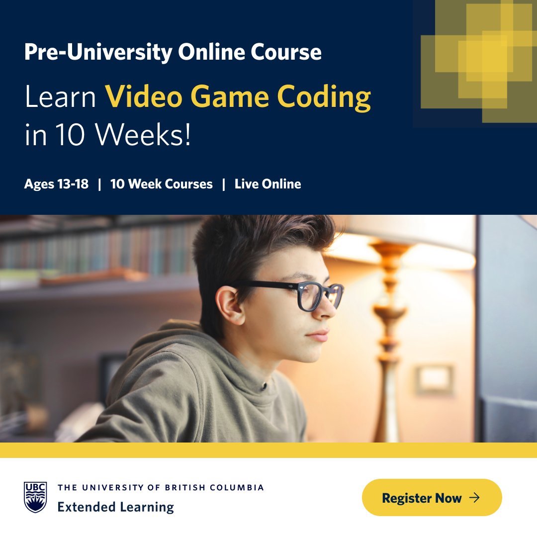 UBCExtended's tweet image. Unleash your child's creativity with our 10-week after-school online #VideoGameCoding course! Enjoy live online sessions for 2 hours a week. By the end of the course, your child will have built a Maze Adventure game. Learn more: bit.ly/45vRnTy
#UBCExL #GamingforTeens