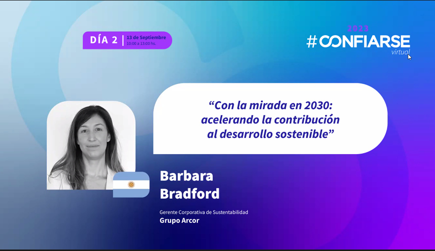 Corresponsables's tweet photo. @IARSE @SMSLATAM1 @CONICETDialoga @ecodes Inicia la ponencia "Con la mirada en 2030: acelerando la contribución al desarrollo sostenible" a cargo de Barbara Bradford, Gerente Corporativa de Sustentabilidad, Grupo @arcor
#CONFIARSE https://t.co/5TpjAUDEn2
