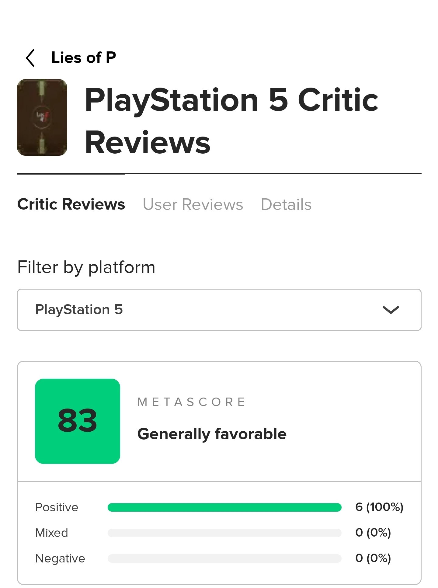 Lies of P Reviews - OpenCritic