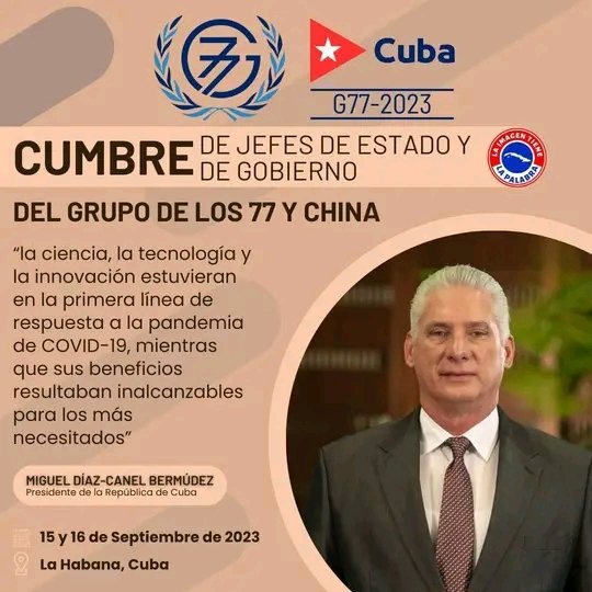 Los días 15 y 16 de septiembre, reafirmaremos nuestro compromiso con el multilateralismo, la cooperación y el desarrollo.
#CubaG77 #UnaMejorJuventud #CreaTuFelicidad