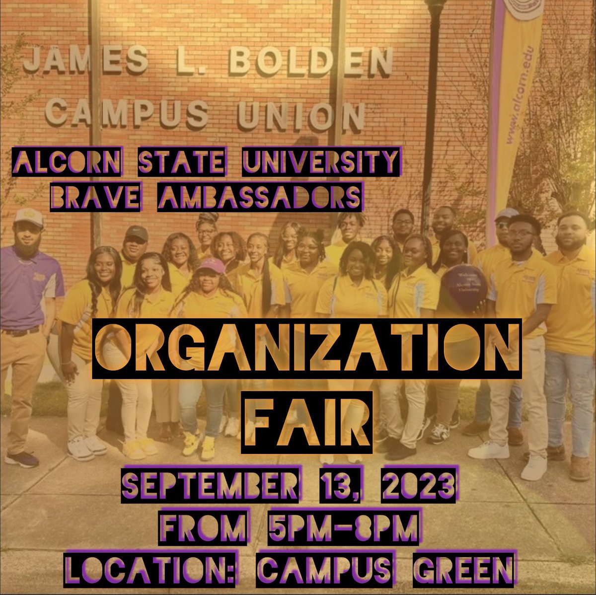 Want to join the Brave Ambassador family? 
Stop by our table today, September 13th, during the Organization Fair from 5pm-8pm on Campus Green!!