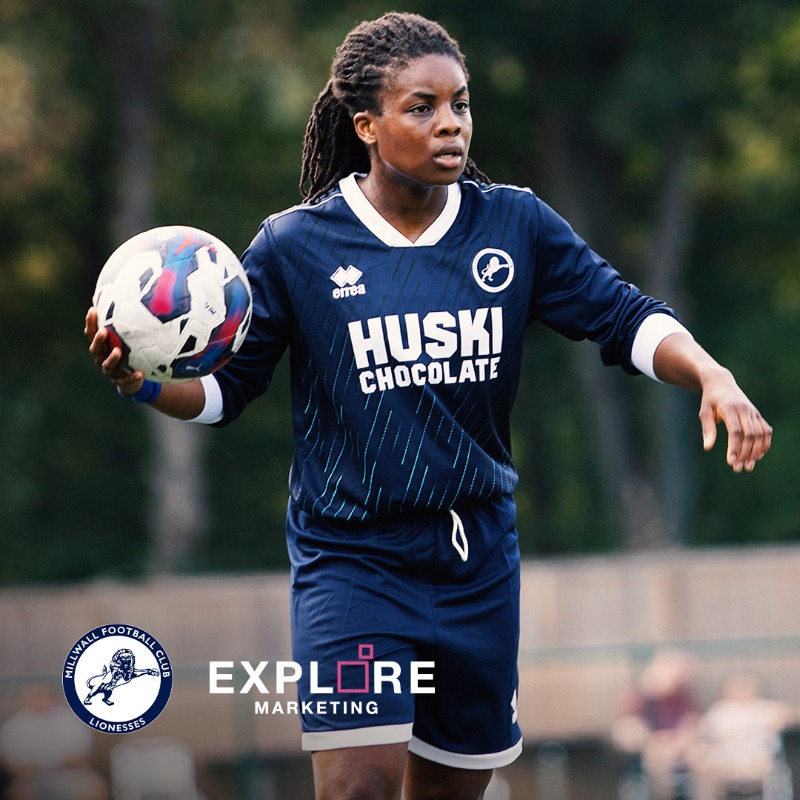 Millwall_LFC's tweet photo. ⚪️❌ 
🔵✅

Lionesses Captain @Jordan92Butler hails club decision to switch from white shorts to navy as first-ever back-of-short sponsor is announced.

#Millwall | @ExploreMarketin