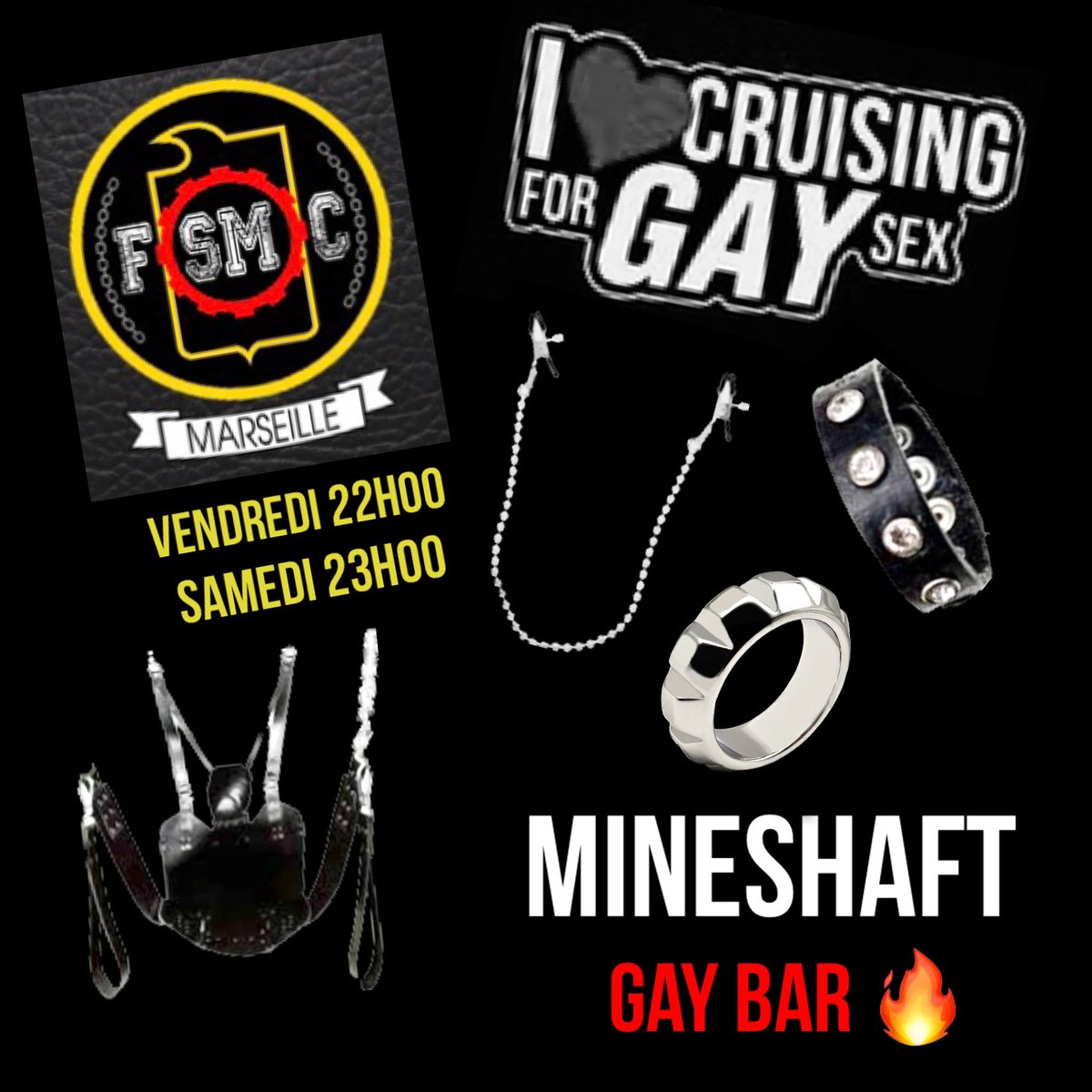 mineshaft13001's tweet photo. Ce week end venez montrer vos cockring, pince à tétons, vos jouets etc .. profiter des slings et de la cage 😋😉‼️
#gaybar #gaycruising #gaymarseille #gaycockring #gayboy #nakedgay #gayjockstrap #gayhot #gaycuir #gaymaster #gayslave #gaylife https://t.co/rrDe7yEZuK