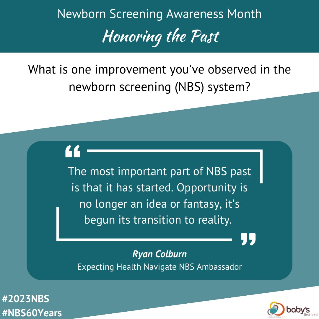 BabysFirstTest_'s tweet image. We recognize that we are all working tirelessly to improve the #newbornscreening system. However, like Ryan, we also acknowledge how far we've come &amp;amp; that thousands of babies with serious yet treatable conditions grow up healthy because of #NBS. #NBS60Years #2023NBS #raredisease