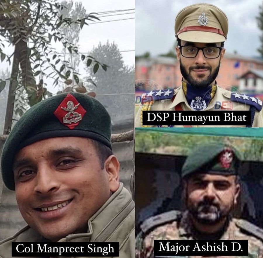 kaankit's tweet photo. #अनंतनाग से बेहद दुखद खबर आ रही है।  💔
जम्मू-कश्मीर में आतंकवाद विरोधी अभियान में #IndianArmy के दो अधिकारियों ,कर्नल मनप्रीत सिंह, मेजर आशीष ढोंचक और एक पुलिस अधिकारी, डीएसपी हुमायूं भट्ट के शहीद होने ह्रदय विदारक खबर है।

दिवंगत आत्माओं की शांति के लिए प्रार्थना करता हूं, अनंतनाग के हमारे नायकों के परिवारों के प्रति गहरी संवेदना।

ॐ शांति

#Anantnag 
#JammuKashmir