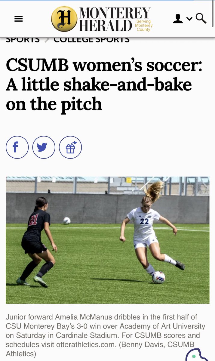 Thankful for <a href="/MontereyHerald/">Monterey Herald</a> coverage of <a href="/OtterAthletics/">#MakeWavesMB</a> &amp; <a href="/CSUMBWSoccer/">CSUMB Women's Soccer</a>. Be on look out for this new, weekly photo feature. #MakeWavesMB 
🌊🦦⚽️